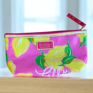 Lilly Pulitzer x Estée Lauder Pink Lemon Print‎ Cosmetic Bag Travel Pouch
